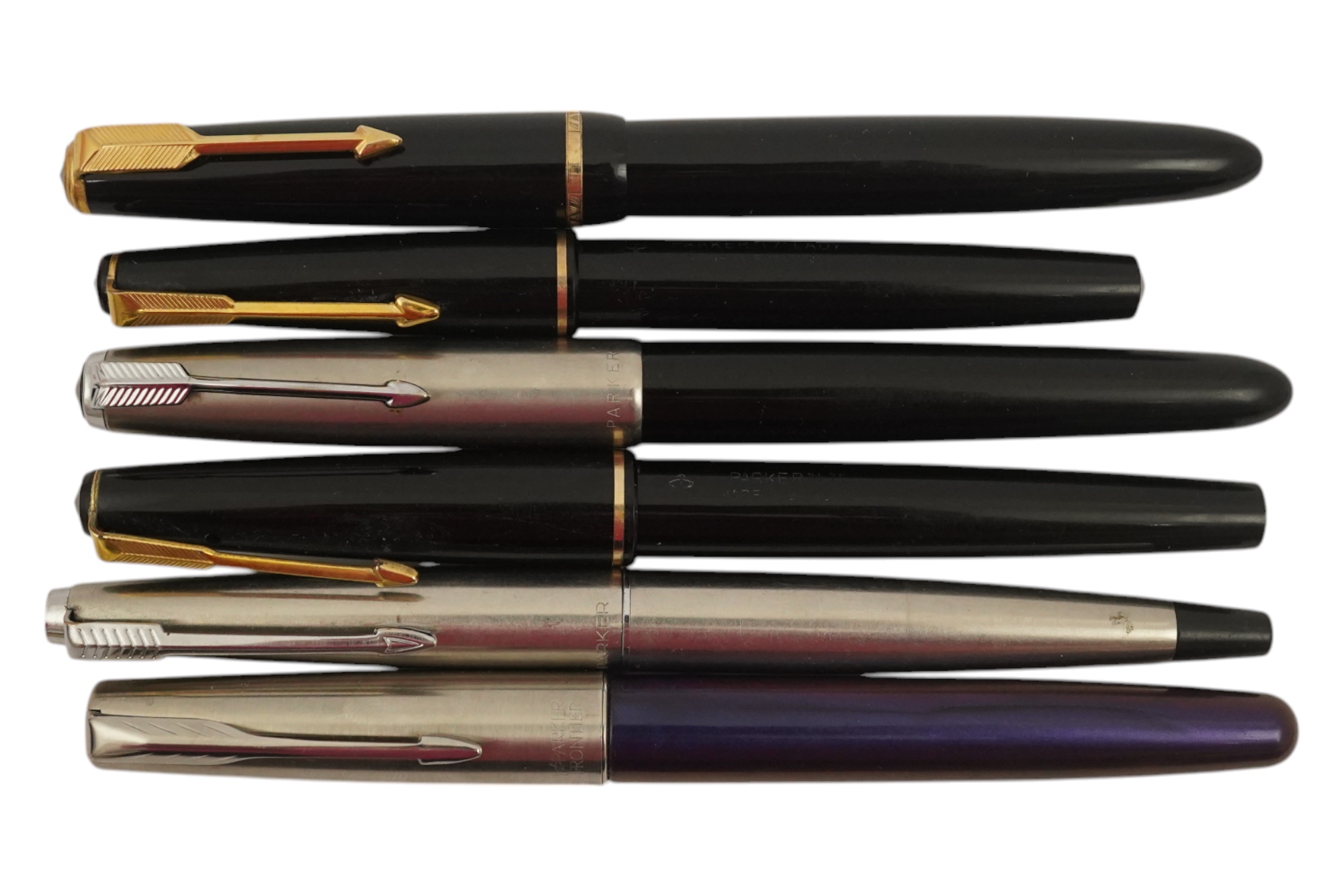 A Parker 51 and five other Parker pens